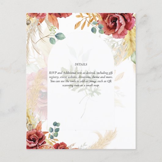 Bourgogne Floral Eucalyptus Leaves Arch Wedding Fl Flyer (Achterkant)