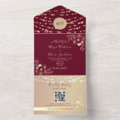 Bourgogne Floral Fall Wedding All In One Uitnodiging (Binnen)