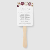 Bourgogne Floral Fall Wedding Ceremony Program Sig Handwaaier (Achterkant)