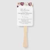 Bourgogne Floral Fall Wedding Ceremony Program Sig Handwaaier (Voorkant)