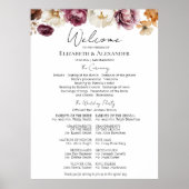 Bourgogne Floral Fall Wedding Ceremony Program Sig Poster (Voorkant)
