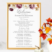 Bourgogne Floral Fall Wedding Ceremony Program Sig Poster