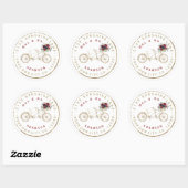 Bourgogne Floral Gold Bike Circular Address Label (Vel)