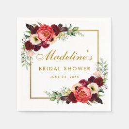 Bourgogne Floral Gold Boho Vrijgezellenfeest Servet