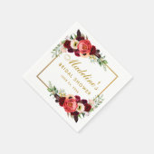 Bourgogne Floral Gold Boho Vrijgezellenfeest Servet (Hoek)