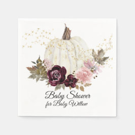 Bourgogne Floral Gold Glitter Pompoen Baby shower Servet