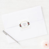Bourgogne Floral Gold Hexagon Lijst Weddenschap Vierkante Sticker (Envelop)
