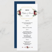 Bourgogne Floral Gold Hexagon Lijst Wedding Menu (Voorkant / Achterkant)