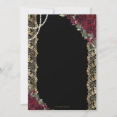  Bourgogne Floral Gold Lace Pearls Birthday Kaart (Achterkant)