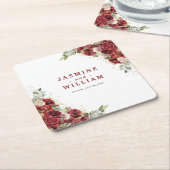 Bourgogne Floral Gold Wedding Kartonnen Onderzetters (Schuin)