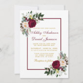 Bourgogne Floral Greenery omhuld weddenschap Gold Kaart (Voorkant)