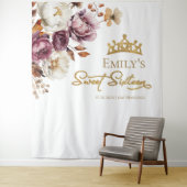 Bourgogne Floral Herfst Sweet 16 Achtergrond Wandkleed (In situ)