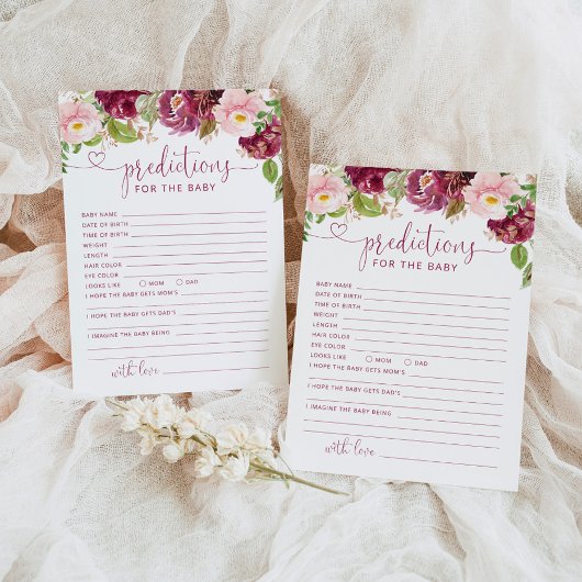 Bourgogne floral herfst voorspellingen voor de bab kaart