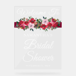 Bourgogne Floral Herfst Vrijgezellenfeest Welkom Acryl Bord