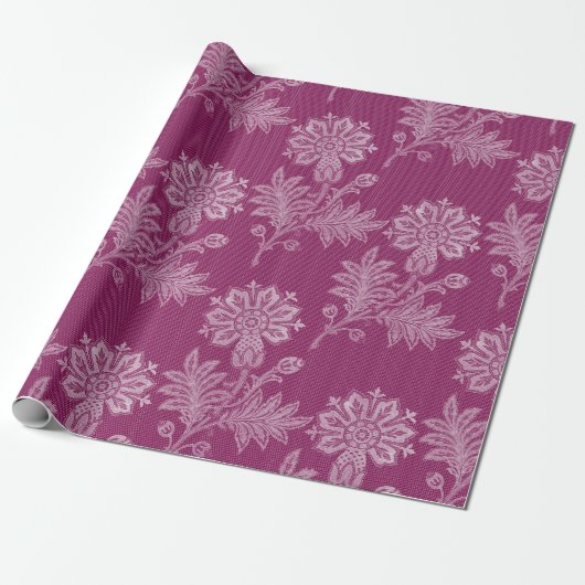 Bourgogne Floral Lace Vrijgezellenfeest Cadeaupapier (Uitgerold)