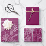 Bourgogne Floral Lace Vrijgezellenfeest Inpakpapier Vel<br><div class="desc">Bourgogne Floral Lace Vrijgezellenfeest</div>