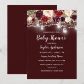 Bourgogne Floral Lights Baby shower Kaart (Voorkant / Achterkant)