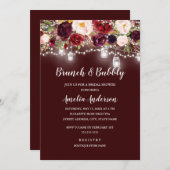 Bourgogne Floral Lights Brunch en bubbelige douche Kaart (Voorkant / Achterkant)