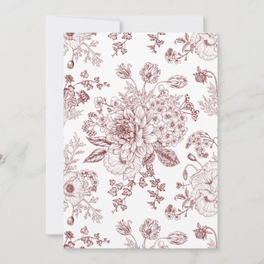  Bourgogne Floral Line Art Weddenschap Kaart (Achterkant)