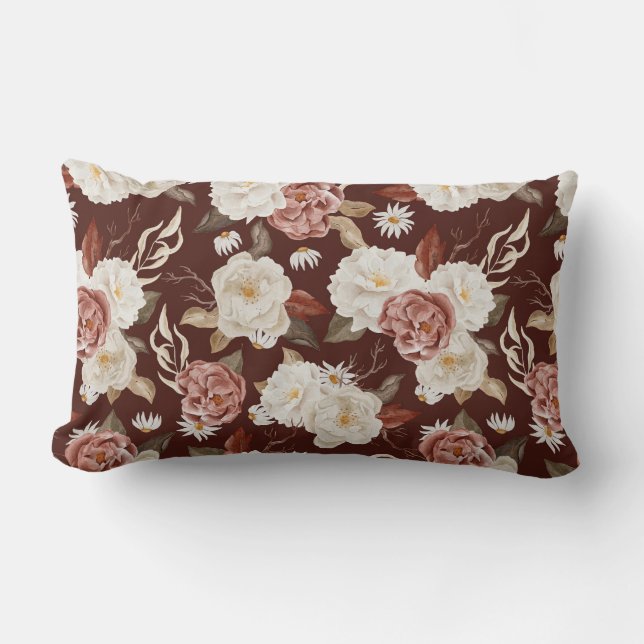  Bourgogne Floral Lumbar Pillow Kussen (Voorkant)