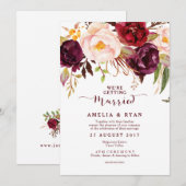 Bourgogne Floral Marsala bruiloft uitnodiging (Voorkant / Achterkant)