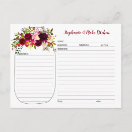 Bourgogne Floral Mason Jar Pas getrouwd Recept Kaa Briefkaart
