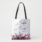 Bourgogne Floral met een Bridesmaid-script Tote Bag (Voorkant)