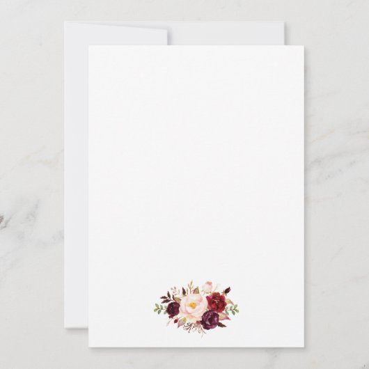 Bourgogne Floral met goud bespaart de datum Save The Date (Achterkant)