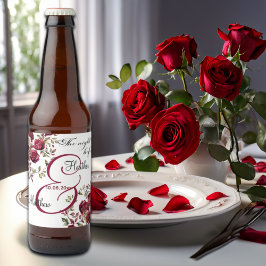Bourgogne Floral Modern 'De nacht voor' bruiloft Bier Etiket