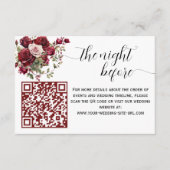 Bourgogne Floral Modern QR-code de avond ervoor Informatiekaartje (Voorkant)