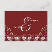 Bourgogne Floral Modern QR-code de avond ervoor Informatiekaartje (Achterkant)