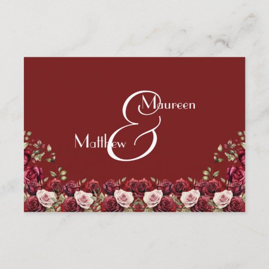 Bourgogne Floral Modern QR-code de avond ervoor Informatiekaartje (Achterkant)