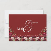 Bourgogne Floral Modern Script QR Code RSVP Card (Achterkant)