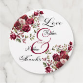 Bourgogne Floral Modern Script Wedding Bedankjes Labels (Voorkant)