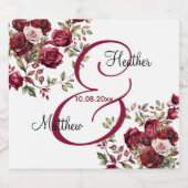 Bourgogne Floral Modern Script Wedding Bier Etiket (Enkel label)