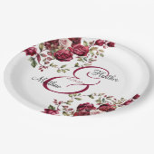 Bourgogne Floral Modern Script Wedding Papieren Bordje (Gekanteld)
