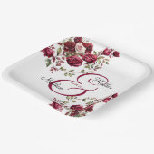 Bourgogne Floral Modern Script Wedding Papieren Bordje (Gebogen)