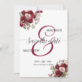 Bourgogne Floral Modern Script Wedding Save The Date (Voorkant)