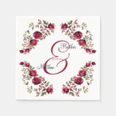 Bourgogne Floral Modern Script Wedding Servet (Voorkant)