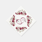Bourgogne Floral Modern Script Wedding Servet (Hoek)