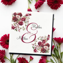 Bourgogne Floral Modern Script Wedding