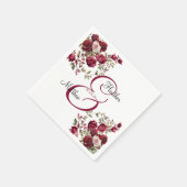 Bourgogne Floral Modern Script Wedding Servet (Hoek)