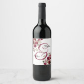 Bourgogne Floral Modern Script Wedding Wijn Etiket (Voorkant)