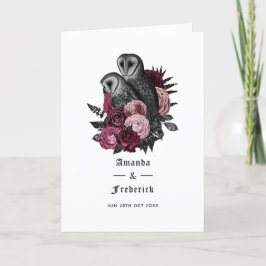 Bourgogne Floral Owls Gothic Wedding Programma