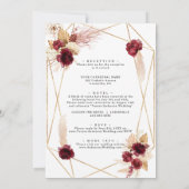 Bourgogne Floral pampas grass all in one Wedding Kaart (Achterkant)