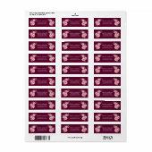 Bourgogne Floral Pioen Bruiloft Retouradres Label (Full Sheet)
