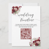 Bourgogne Floral QR Code Bag Letter & Tijdlijn Kaa Kaart (Achterkant)