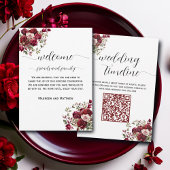 Bourgogne Floral QR Code Bag Letter & Tijdlijn Kaa Kaart