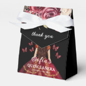 Bourgogne Floral Quinceañera Butterflies Bedankdoosjes (Voorkant Zijde)