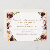 Bourgogne Floral Repetitie Diner Uitnodigen Kaart (Voorkant / Achterkant)